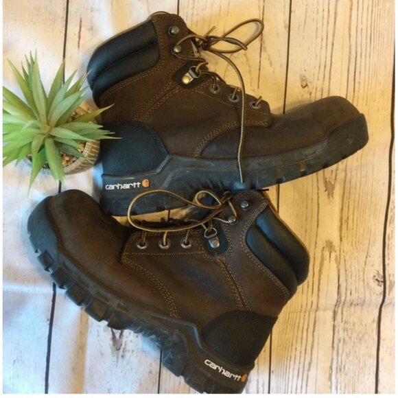 Carhartt Men's Brown Rugged Steel Toe Work Boots Style No. CWF5355 Size 8 - Picture 1 of 11